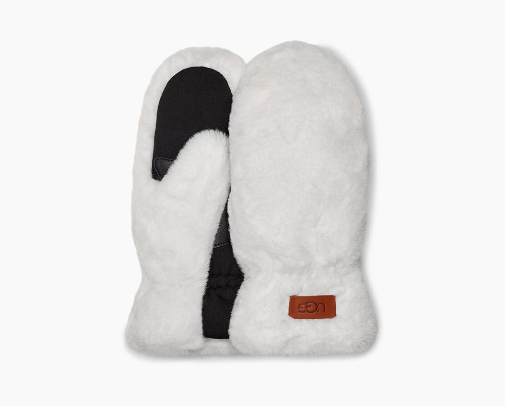 Ugg Gloves Canada - Ugg Women's All Over Faux Fur Mitten White